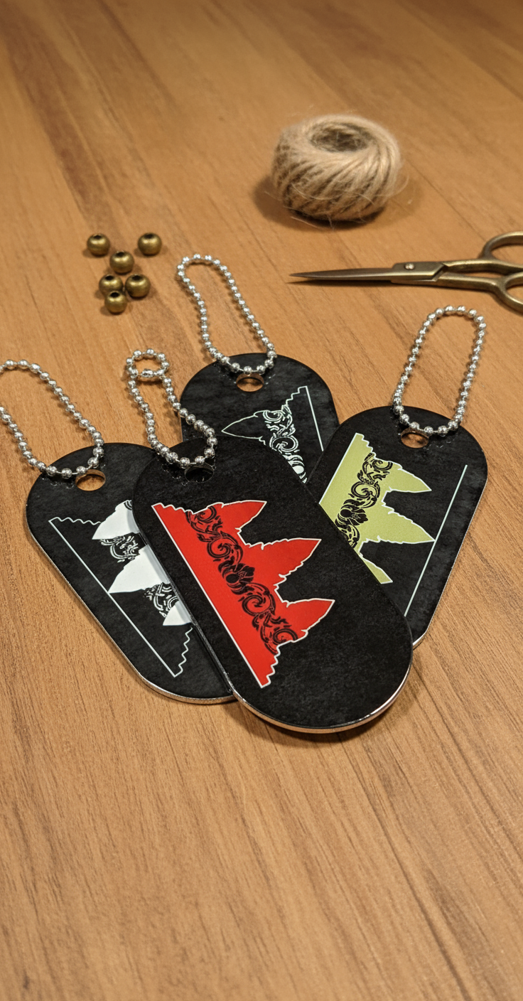 Oval custom tags in a stunning setting