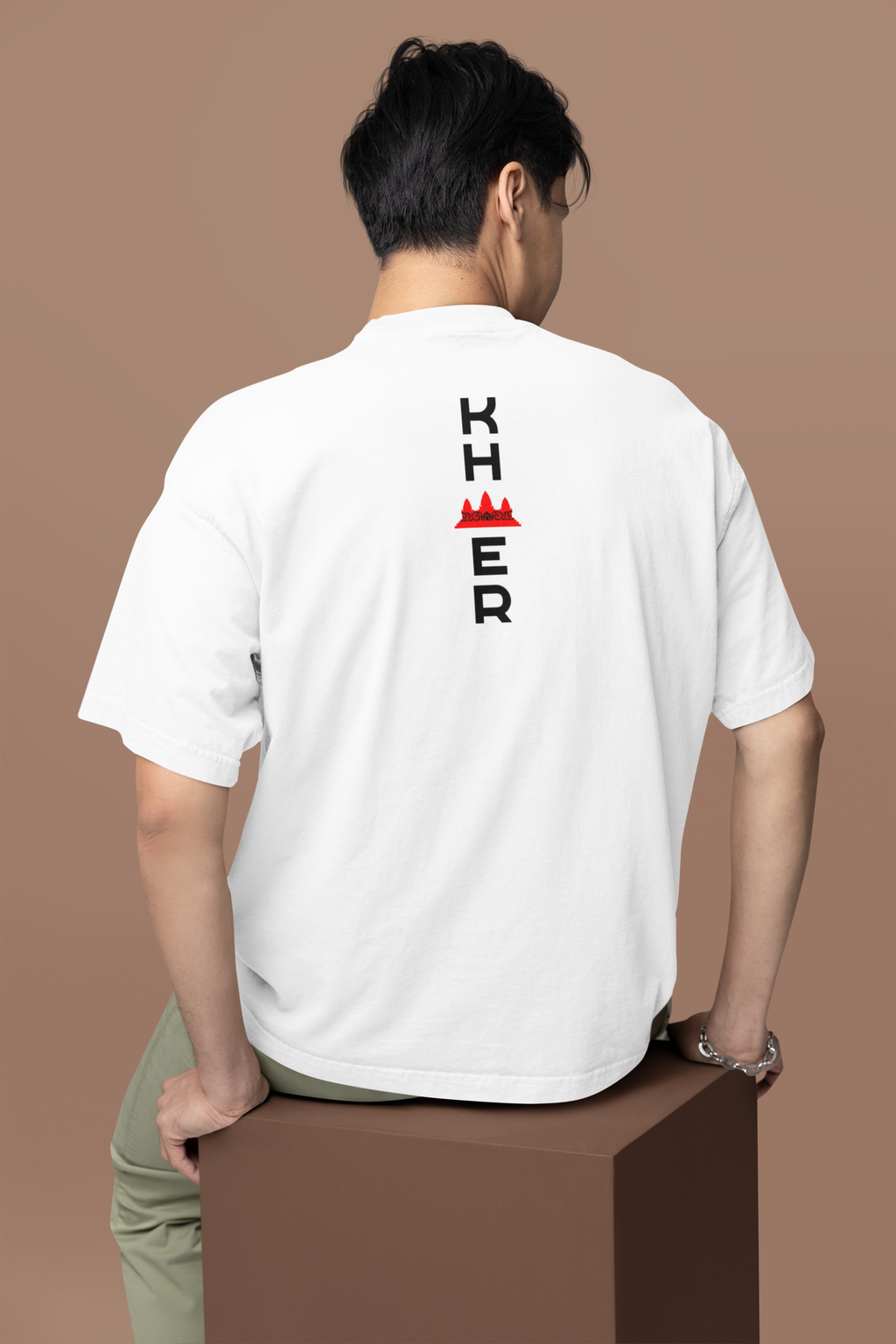 Custom Design T-Shirt - Khmer Vertical with Angkor Wat