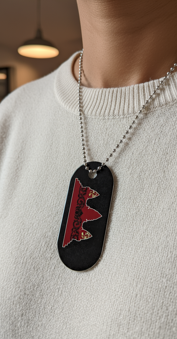Custom tag worn as necklace