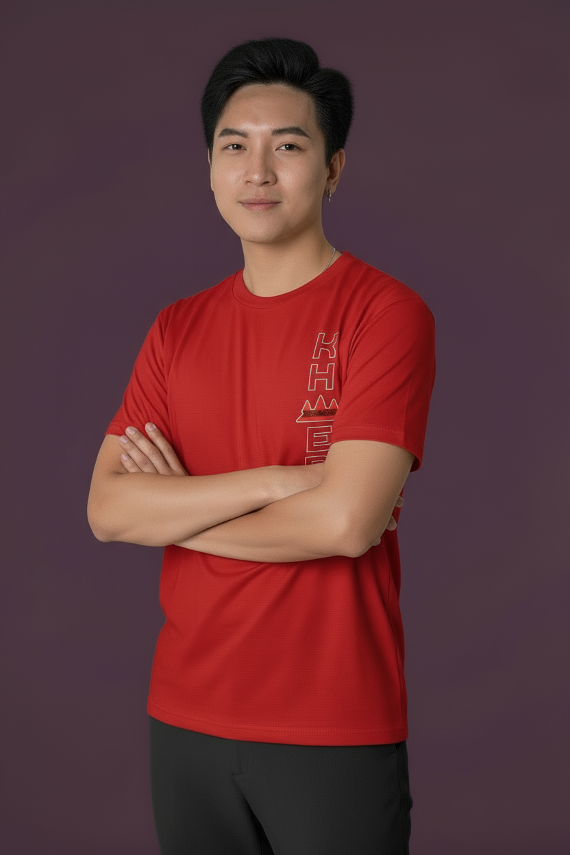 Red KHMER Shirt - Arms Crossed