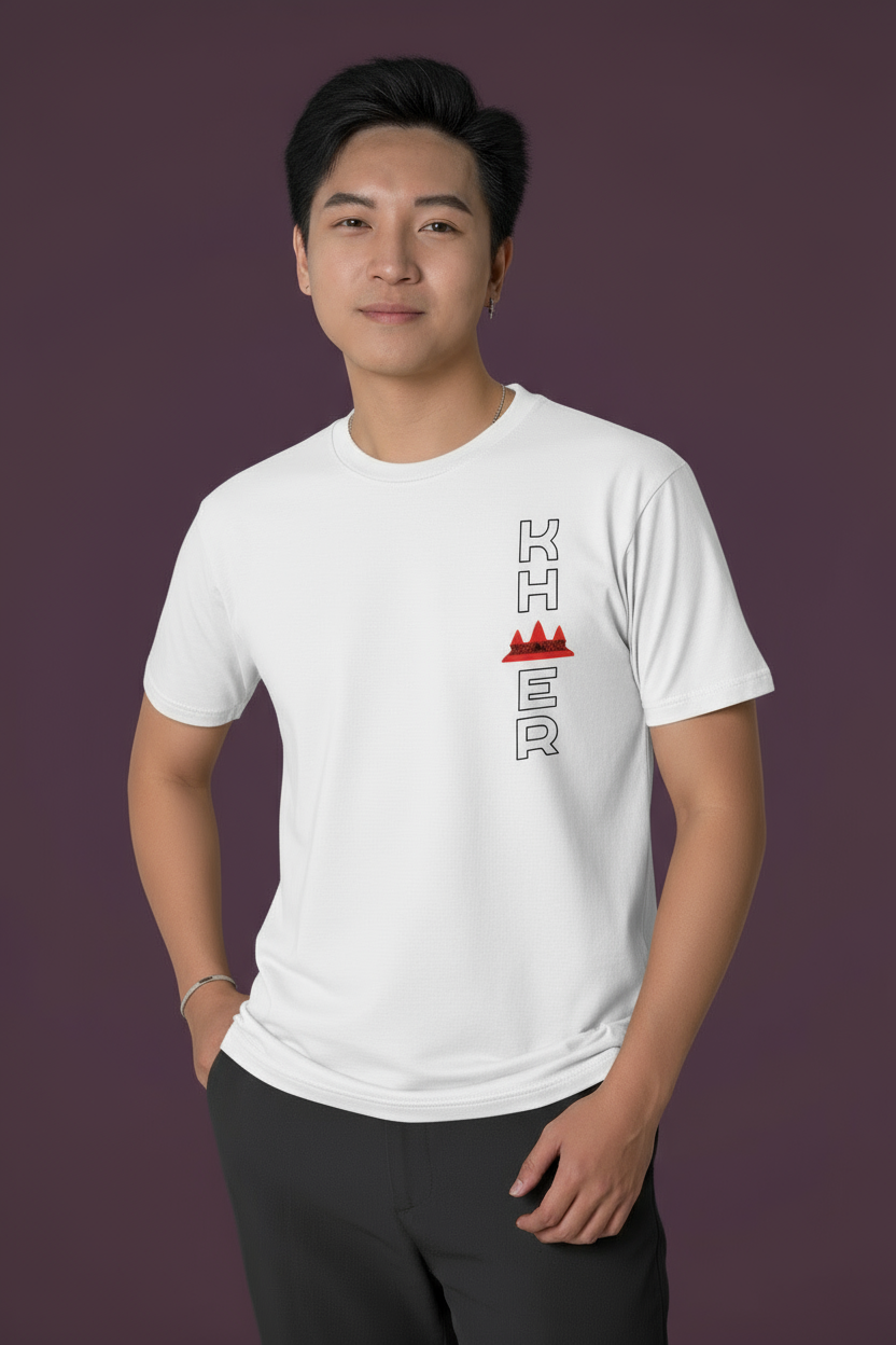 White KHMER Shirt - Hand on Hip